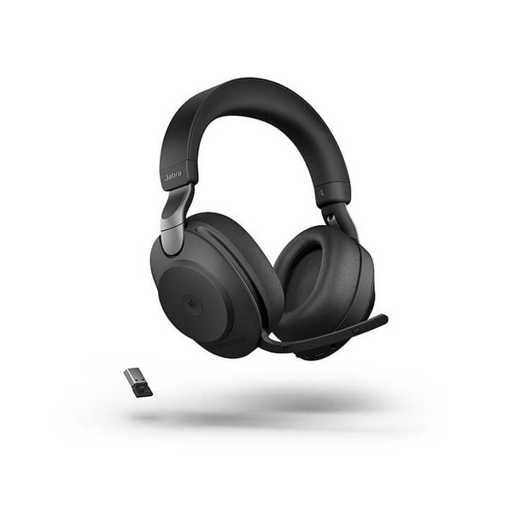 Jabra Evolve2 85 Wireless PC Headset –MS Teams Certified Stereo Headphones – USB-A Bluetooth Adapter – Black